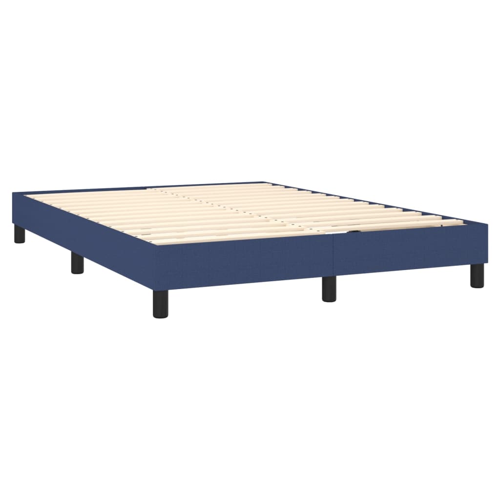 vidaXL Κρεβάτι Boxspring με Στρώμα Μπλε 140x190 εκ. Υφασμάτινο