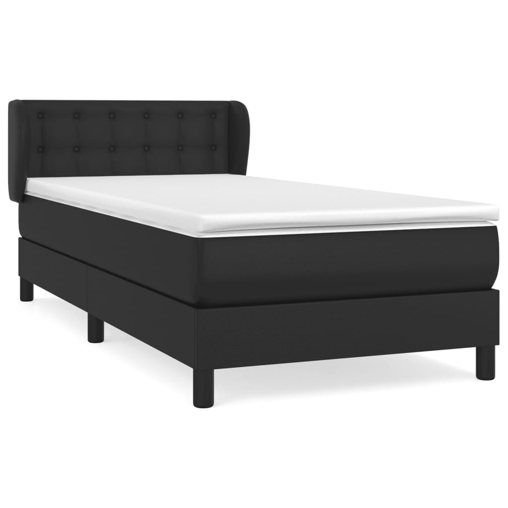 vidaXL Κρεβάτι Boxspring με Στρώμα Μαύρο 80 x 200 εκ. Συνθετικό Δέρμα