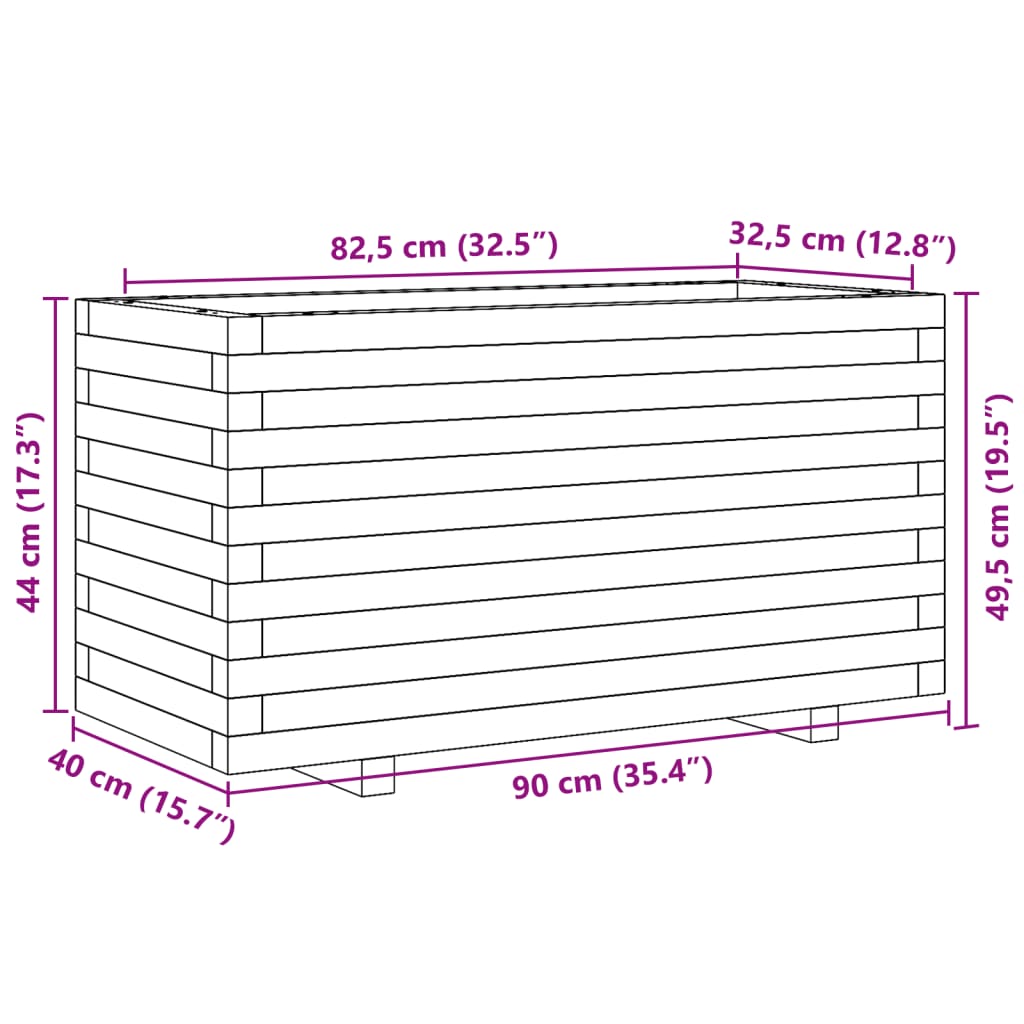 vidaXL Ζαρντινιέρα Κήπου 90x40x49,5 εκ. από Εμποτισμένο Ξύλο Πεύκου