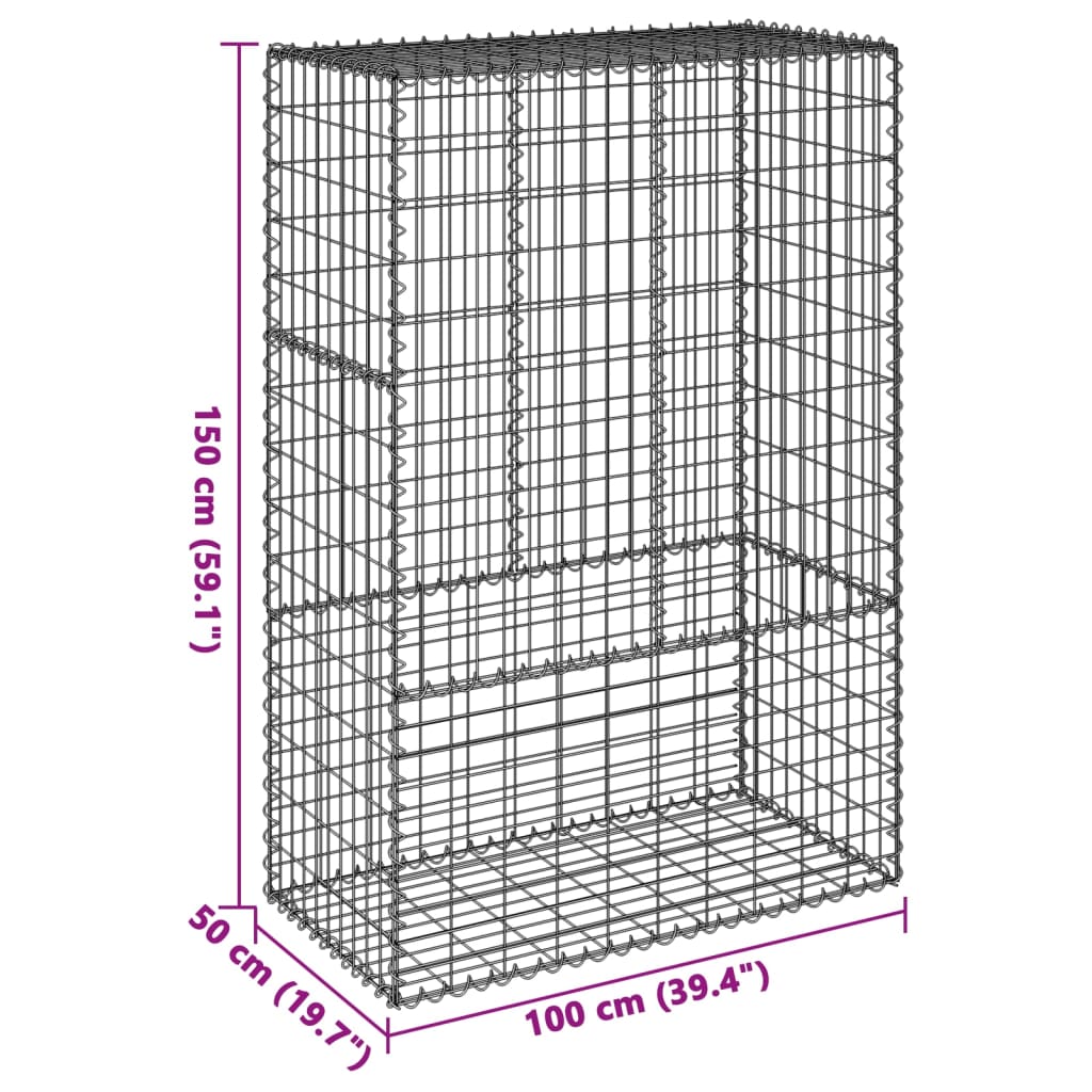 vidaXL Συρματοκιβώτιο με Κάλυμμα 100x50x150εκ. από Γαλβανισμένο Χάλυβα