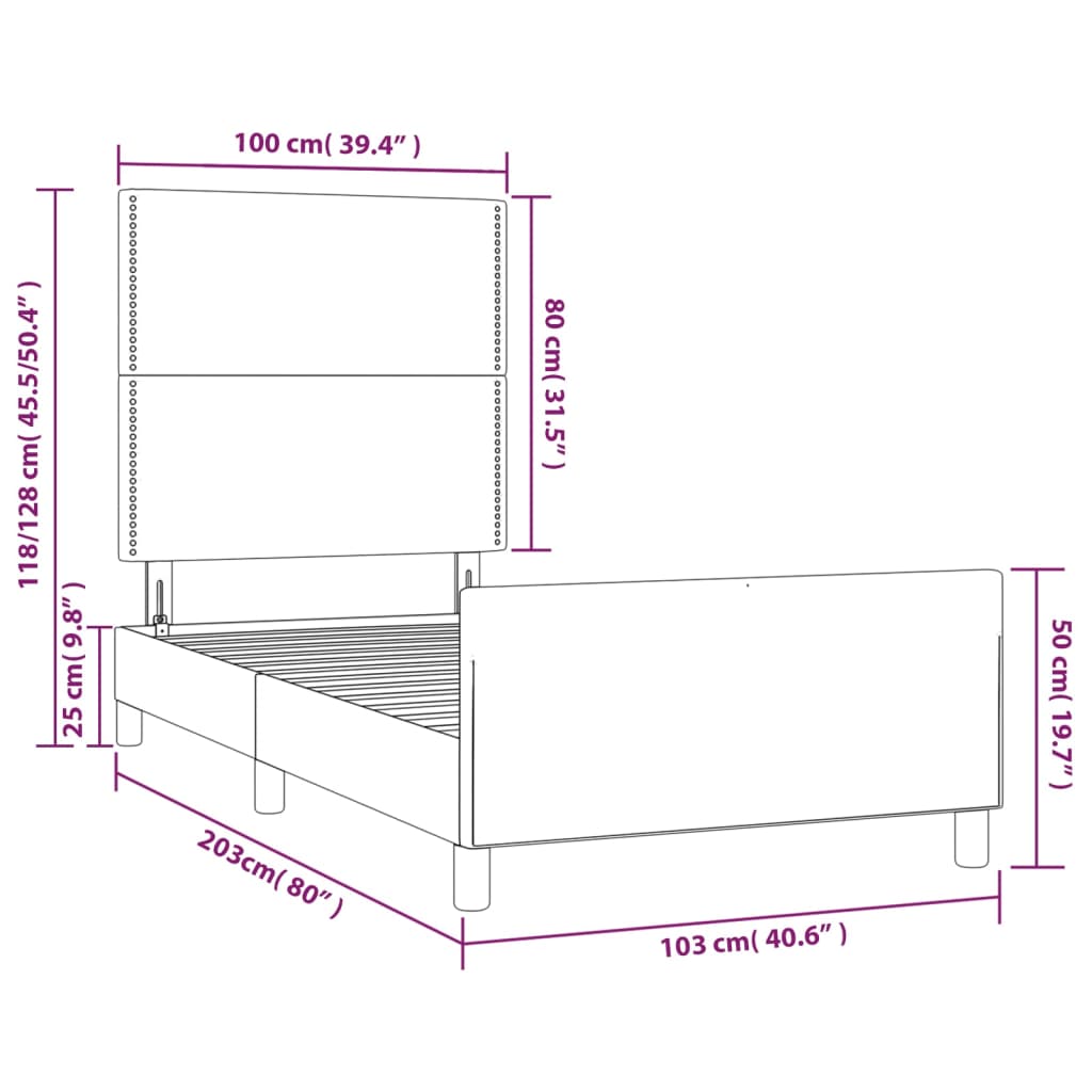 vidaXL Πλαίσιο Κρεβατιού με Κεφαλάρι Μπλε 100x200 εκ. Υφασμάτινο