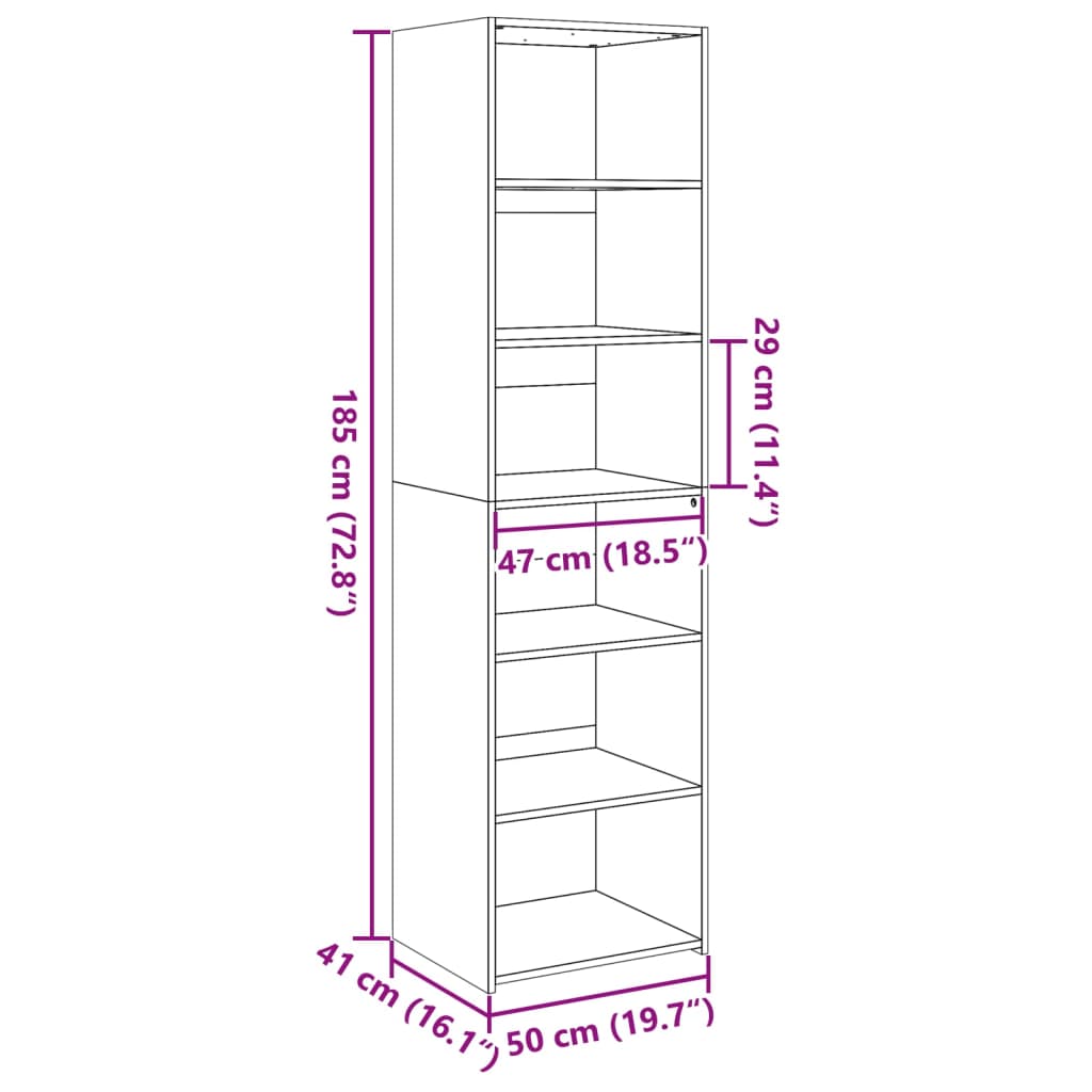 vidaXL Ντουλάπι Λευκό 50x41x185 εκ. Επεξεργασμένο Ξύλο