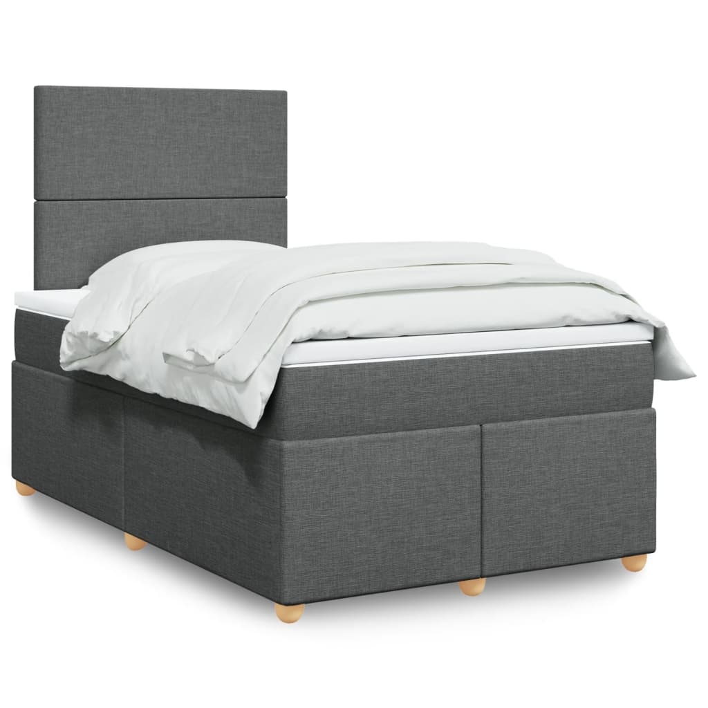 vidaXL Κρεβάτι Boxspring με Στρώμα Σκούρο Γκρι 120x190 εκ Υφασμάτινο