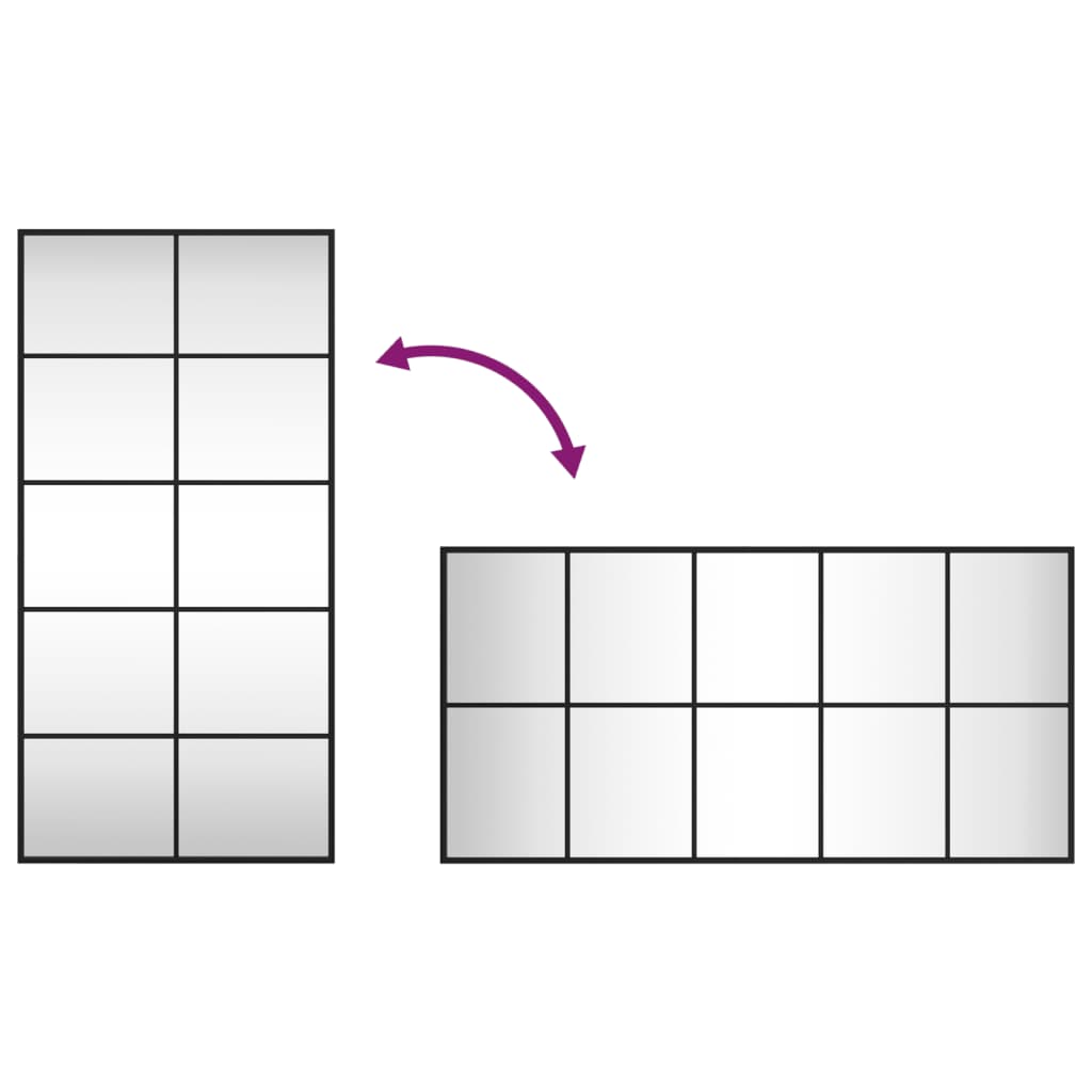 vidaXL Καθρέφτης Ορθογώνιος Μαύρος 50 x 100 εκ. από Σίδερο