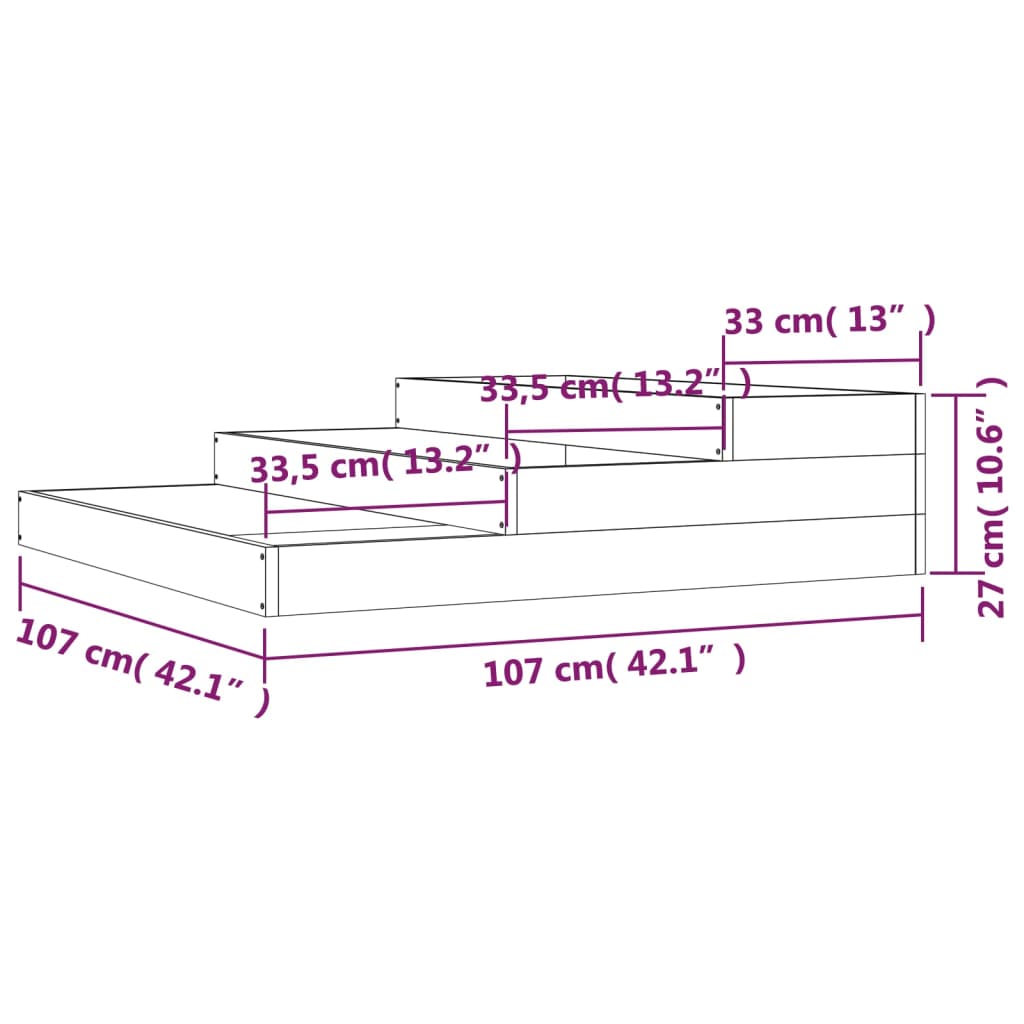 vidaXL Ζαρντινιέρα 107 x 107 x 27 εκ. από Μασίφ Ξύλο Ψευδοτσούγκας