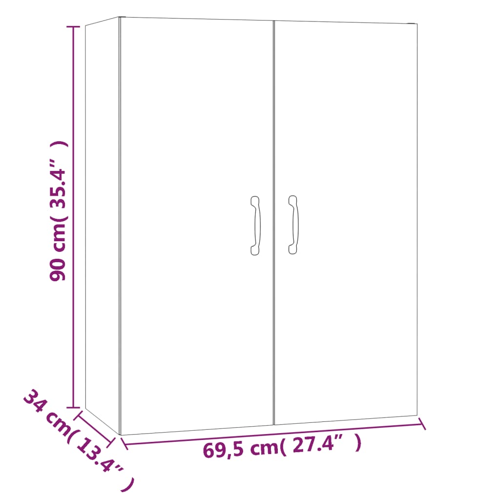 vidaXL Ντουλάπι Κρεμαστό Sonoma Δρυς 69,5x34x90 εκ. Επεξεργασμένο Ξύλο