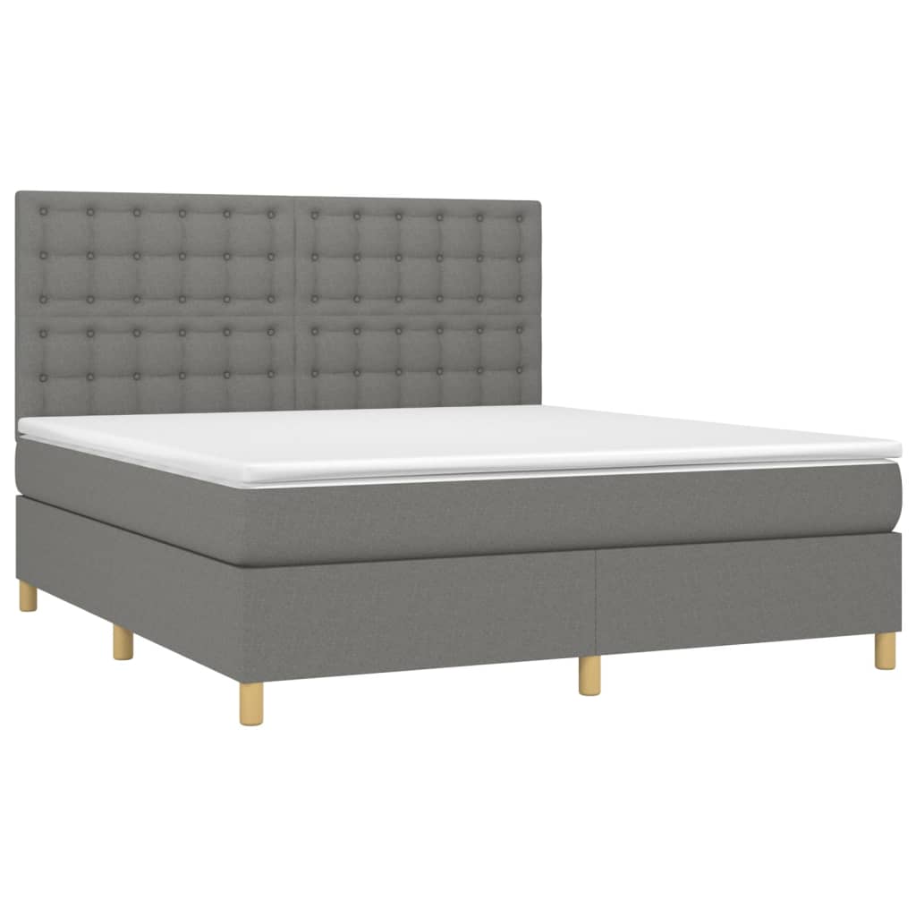 vidaXL Κρεβάτι Boxspring με Στρώμα Σκούρο Γκρι 180x200 εκ Υφασμάτιν