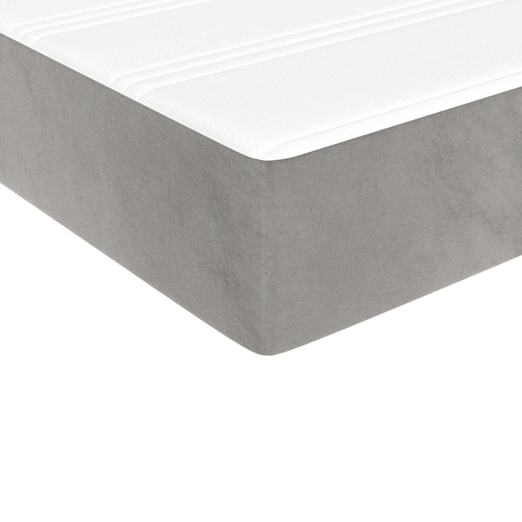 vidaXL Κρεβάτι Boxspring με Στρώμα Ανοιχτό Γκρι 140x190 εκ. Βελούδινο