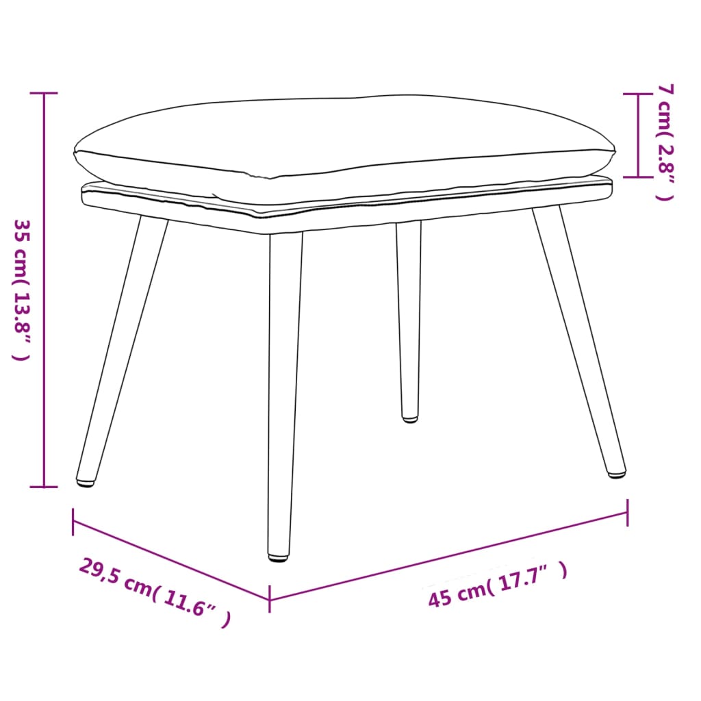 vidaXL Υποπόδιο Ανοιχτό Γκρι 45x29,5x35 εκ. Υφασμάτινο