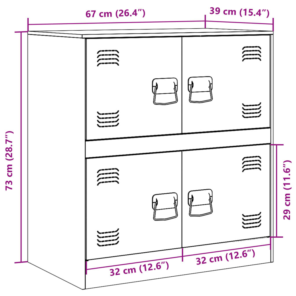 vidaXL Ντουλάπι Ροζ 67 x 39 x 73 εκ. από Ατσάλι