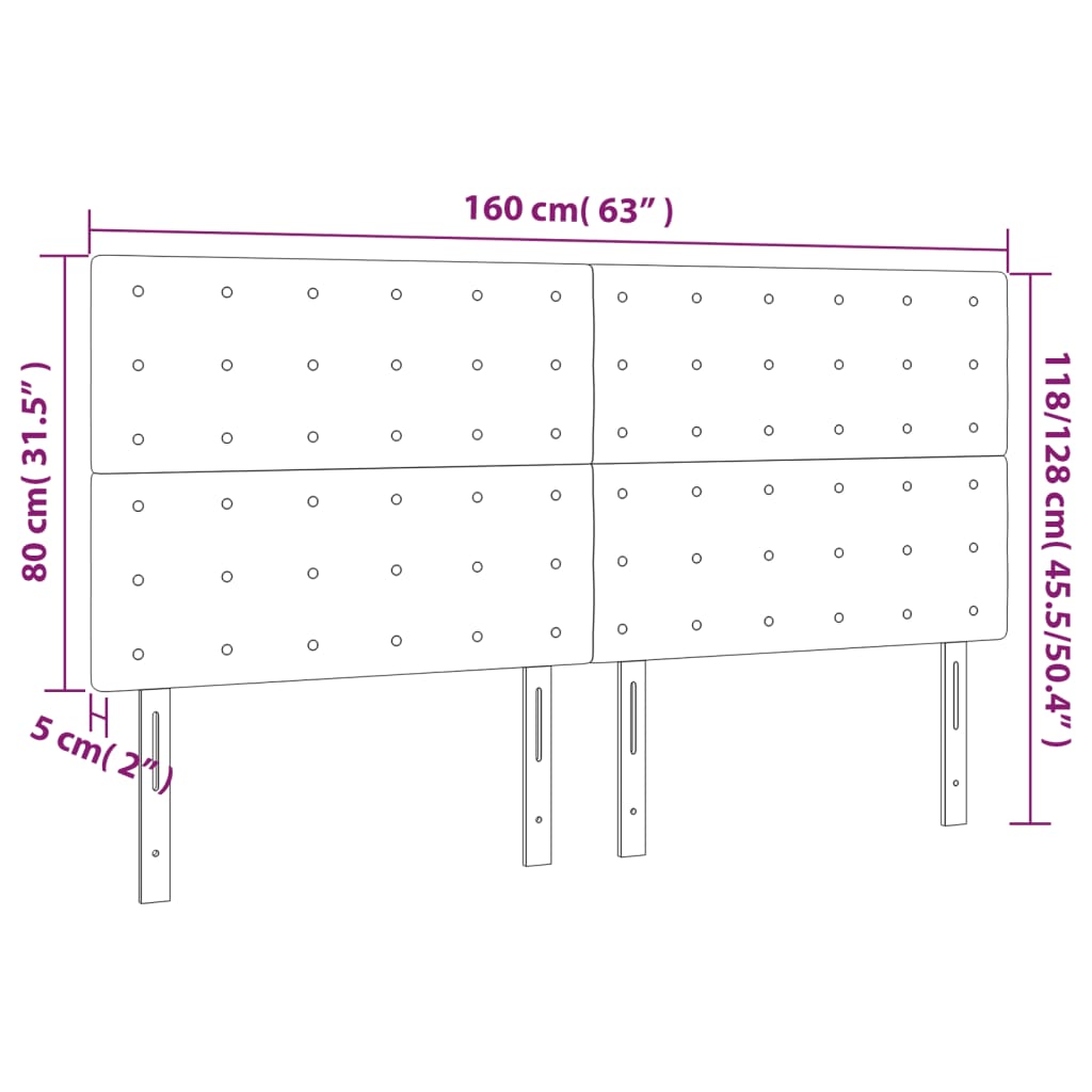 vidaXL Κεφαλάρι Κρεβατιού LED Μαύρο 160x5x118/128 εκ. Βελούδινο