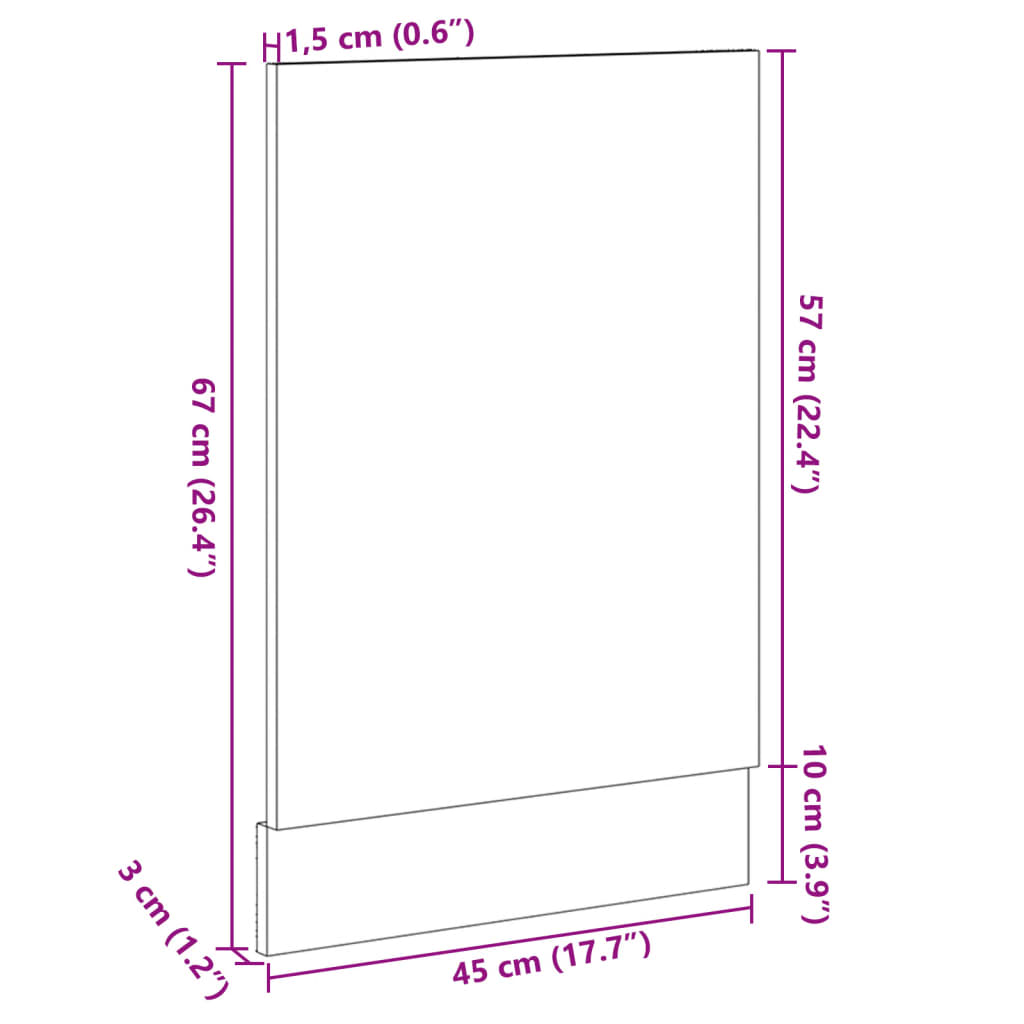 vidaXL Πρόσοψη Πλυντηρίου Πιάτων Sonoma Δρυς 45x3x67 εκ. Μοριοσανίδα