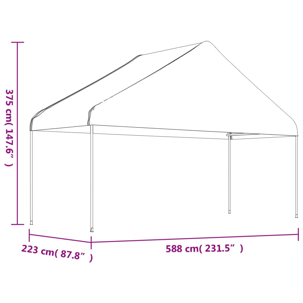 vidaXL Κιόσκι με Τέντα Λευκό 6,69 x 5,88 x 3,75 μ. από Πολυαιθυλένιο