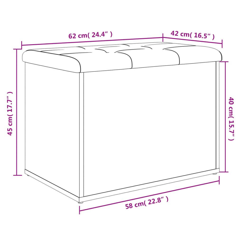 vidaXL Παγκάκι Αποθήκευσης Καφέ Δρυς 62x42x45 εκ. από Επεξ. Ξύλο