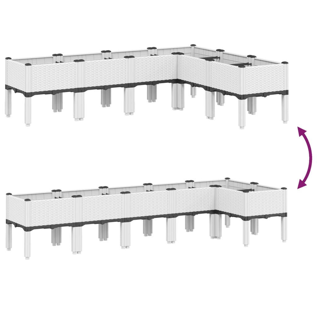 vidaXL Ζαρντινιέρα Κήπου με Πόδια Λευκή 160x120x42 εκ. Πολυπροπυλένιο