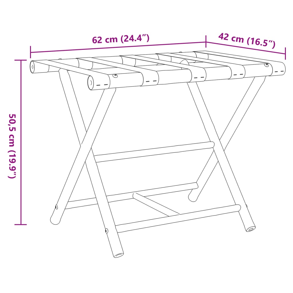 vidaXL Ράφι Αποσκευών 62 x 42 x 50,5 εκ. από Μπαμπού