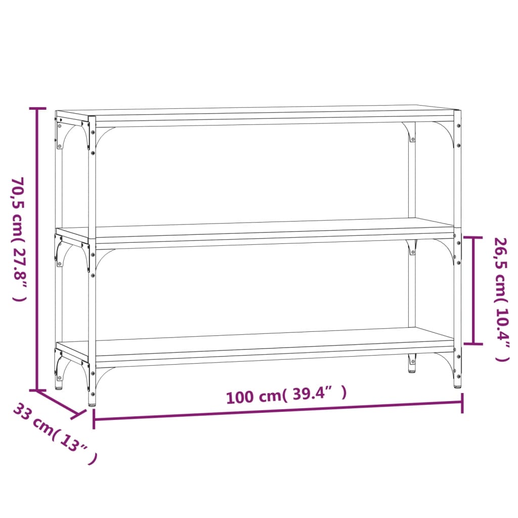 vidaXL Βιβλιοθήκη Γκρι Sonoma 100 x 33 x 70,5 εκ. Επεξ. Ξύλο & Ατσάλι