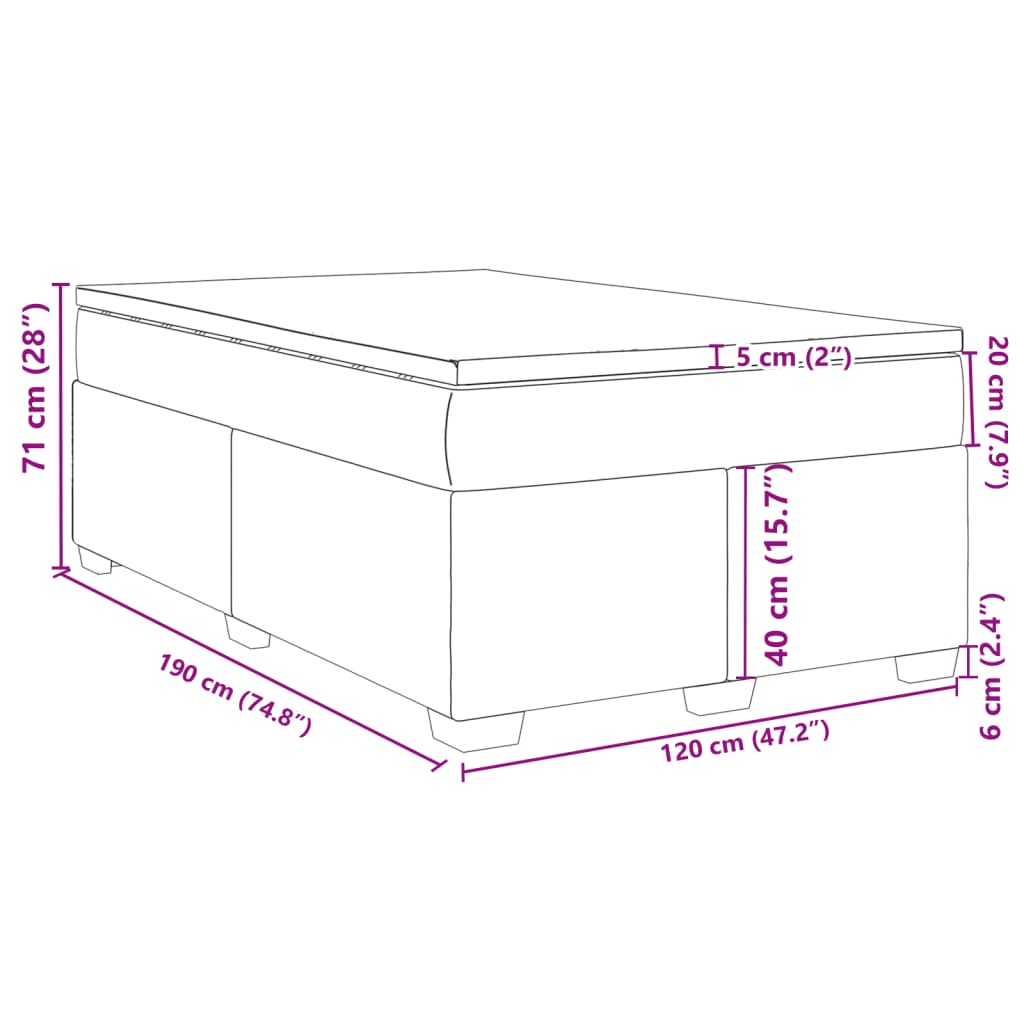 vidaXL Κρεβάτι Boxspring με Στρώμα Σκούρο Πράσινο 120x190εκ. Βελούδινο