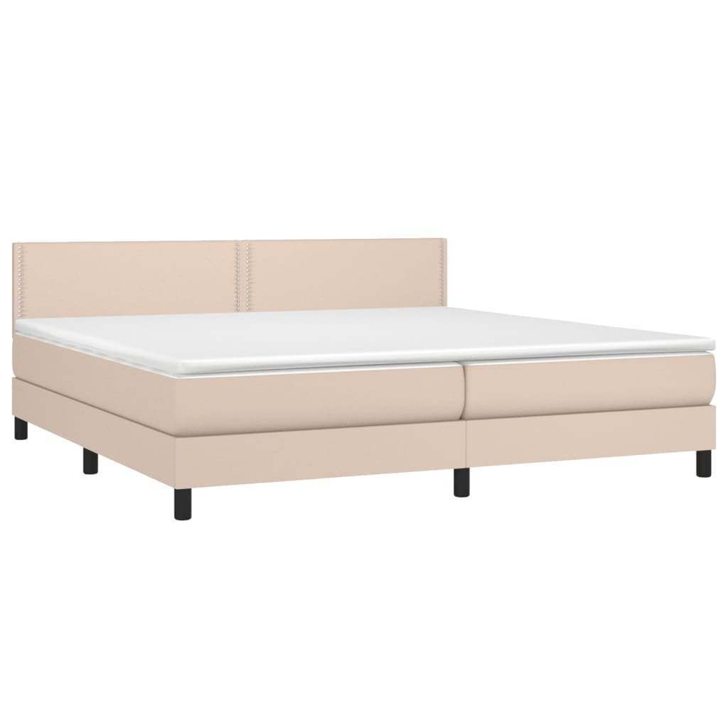 vidaXL Κρεβάτι Boxspring με Στρώμα Καπουτσίνο 200x200εκ.από Συνθ.Δέρμα