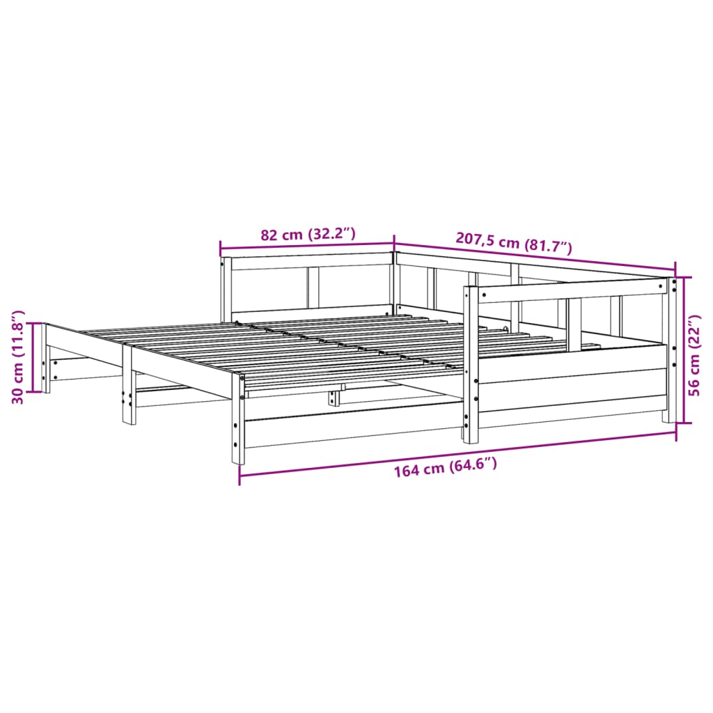 vidaXL Καναπές Κρεβάτι Χωρίς Στρώμα Λευκό 80x200 εκ. Μασίφ Ξύλο Πεύκου