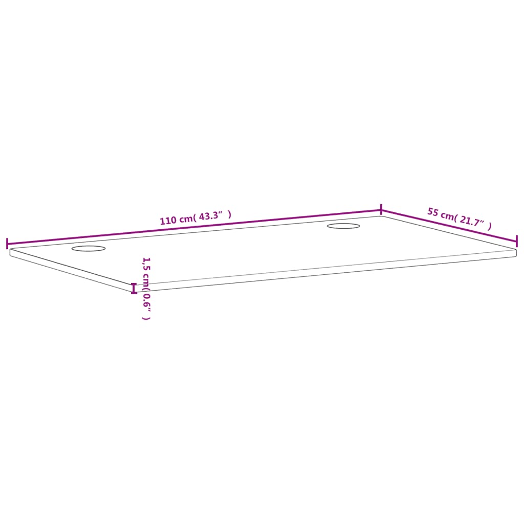 vidaXL Επιφάνεια Γραφείου 110x55x1,5 εκ. από Μασίφ Ξύλο Οξιάς