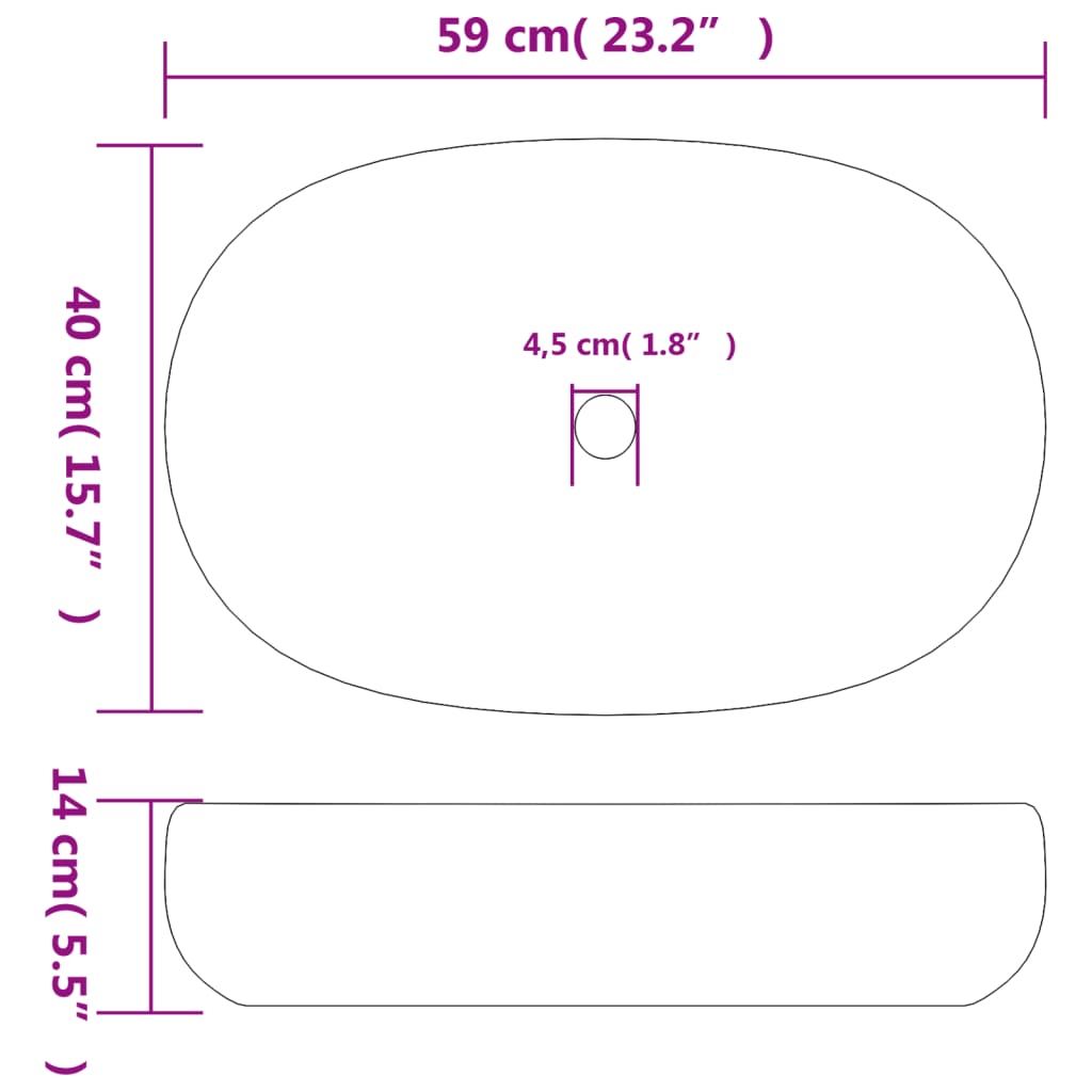 vidaXL Νιπτήρας Οβάλ Μαύρος και Μπλε 59 x 40 x 14 εκ. Κεραμικός