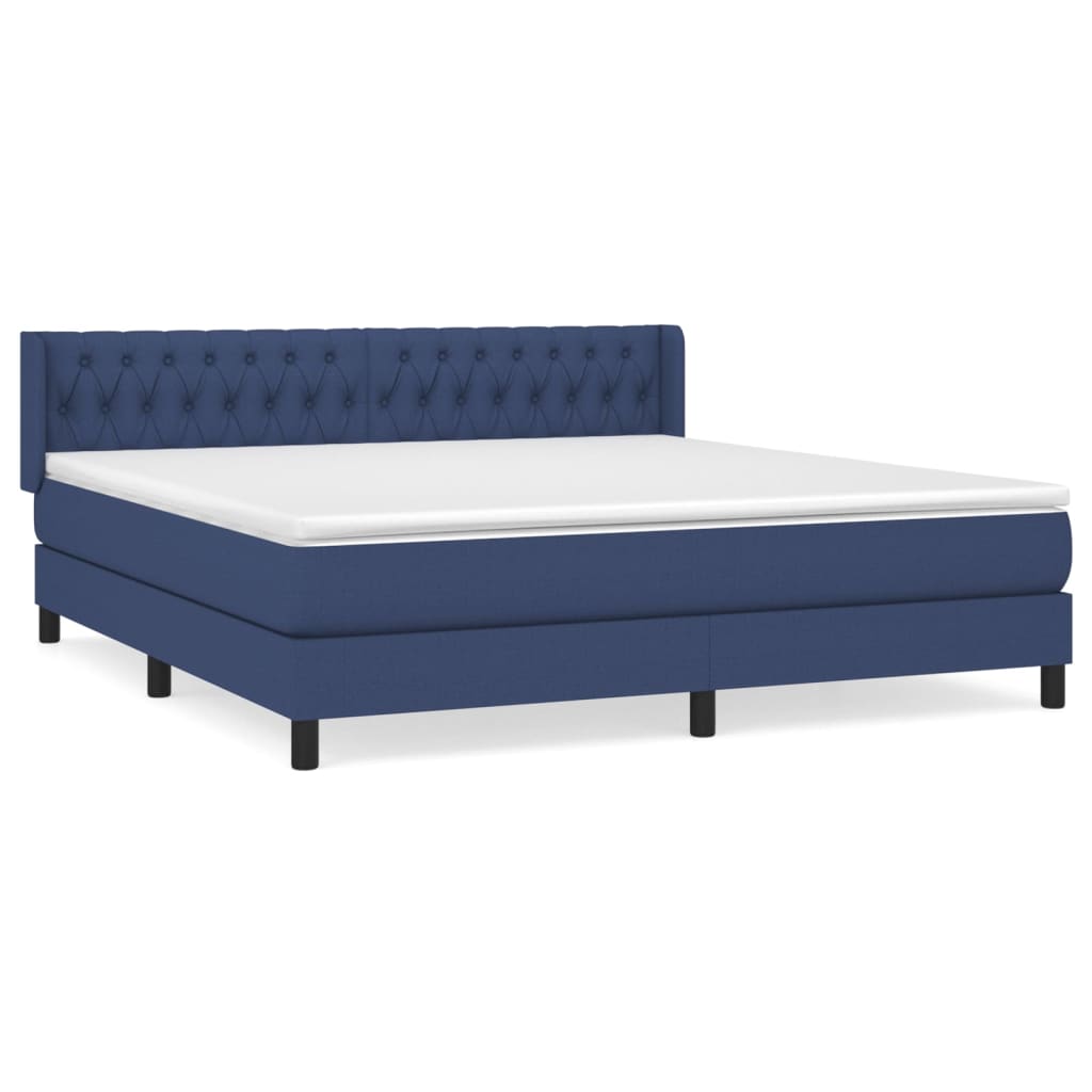 vidaXL Κρεβάτι Boxspring με Στρώμα Μπλε 180x200 εκ. Υφασμάτινο