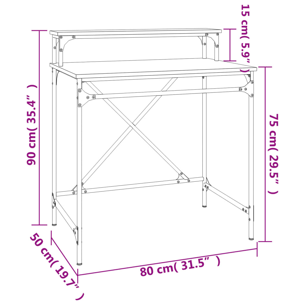 vidaXL Γραφείο Καφέ Δρυς 80x50x90 εκ. από Επεξεργασμένο Ξύλο