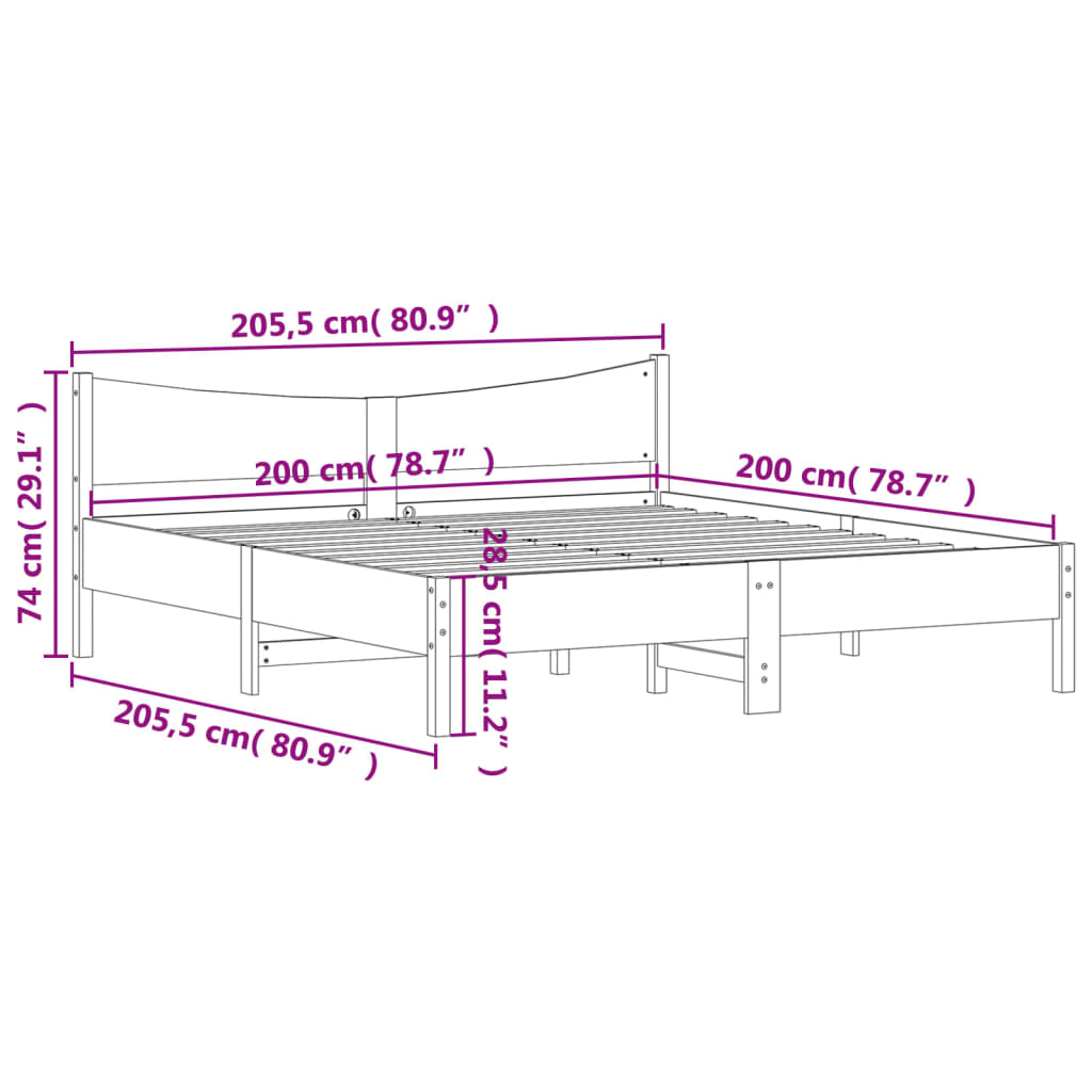 vidaXL Σκελετός Κρεβ. Χωρίς Στρώμα Καφέ Κεριού 200x200 εκ Μασίφ Πεύκο