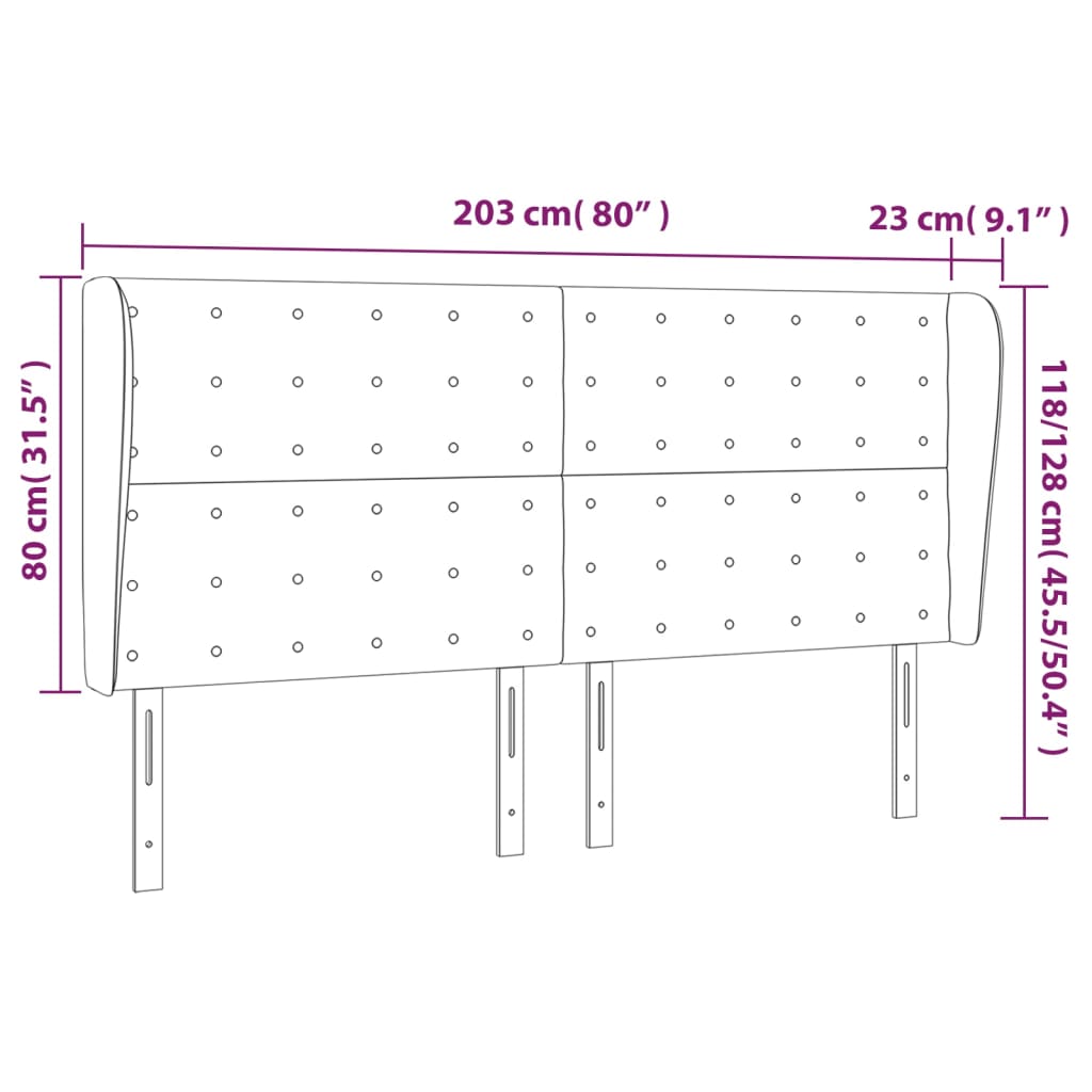 vidaXL Κεφαλάρι με Πτερύγια Taupe 203x23x118/128 εκ. Υφασμάτινο