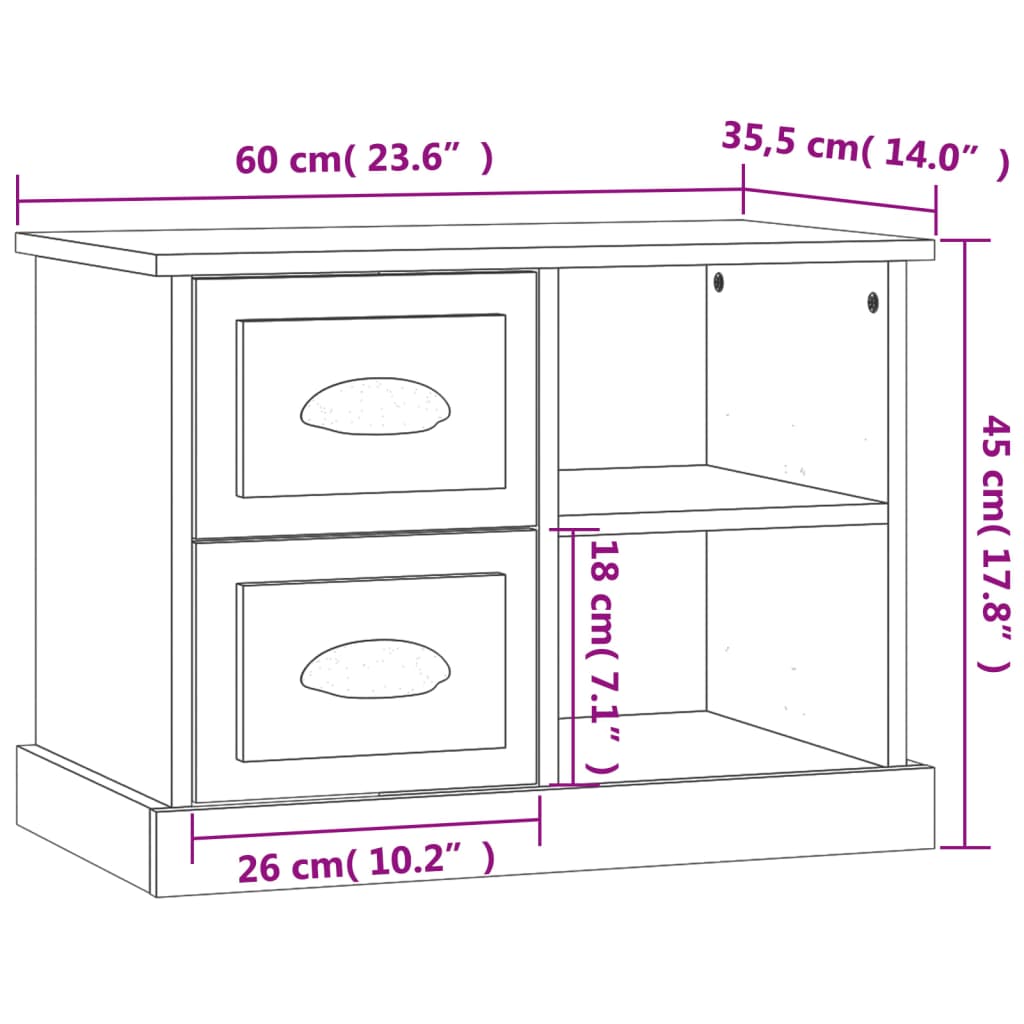 vidaXL Κομοδίνο Καπνιστή Δρυς 60 x 35,5 x 45 εκ.