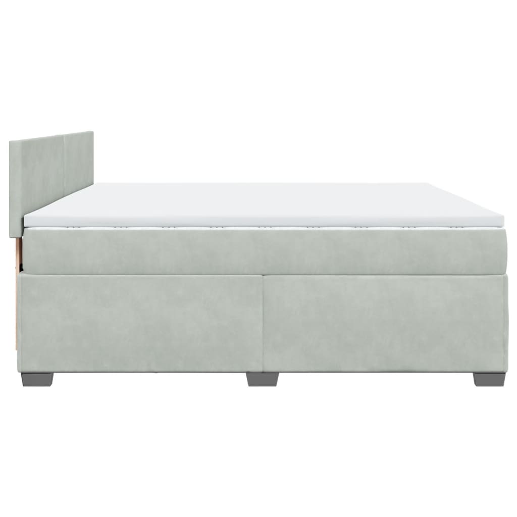 vidaXL Κρεβάτι Boxspring με Στρώμα Ανοιχτό Γκρι 200x200 εκ. Βελούδινο