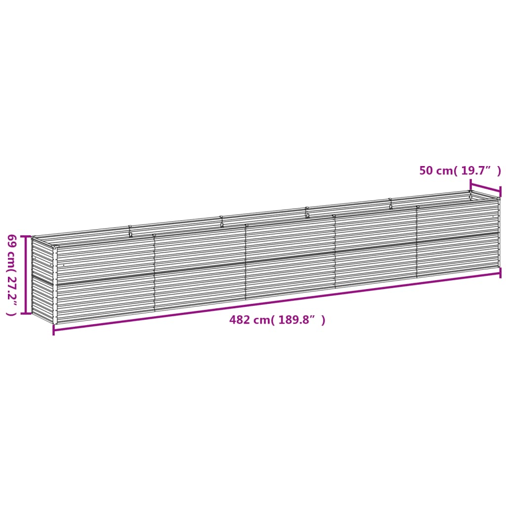 vidaXL Ζαρντινιέρα 482 x 50 x 69 εκ. από Ατσάλι Σκληρυθέν στον Αέρα