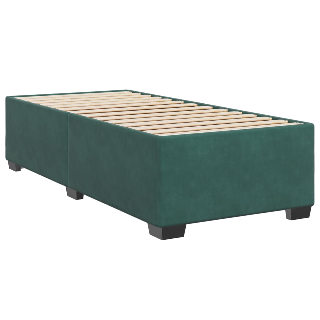 vidaXL Κρεβάτι Boxspring με Στρώμα Σκούρο Πράσινο 100x200εκ. Βελούδινο