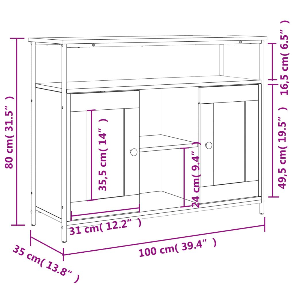 vidaXL Ντουλάπι Καπνιστή Δρυς 100x35x80 εκ. από Επεξεργασμένο Ξύλο