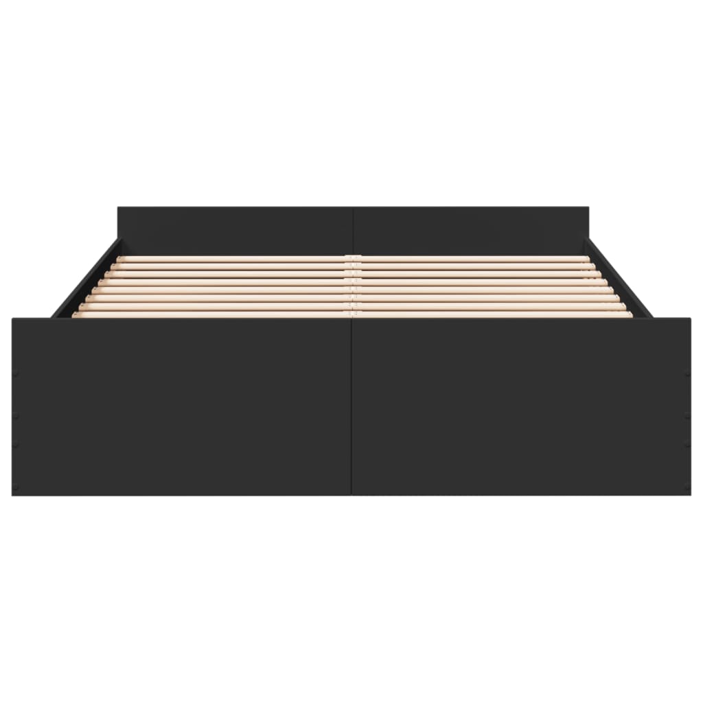 vidaXL Πλαίσιο Κρεβατιού με Συρτάρια Μαύρο 160x200 εκ Επεξεργ. Ξύλο