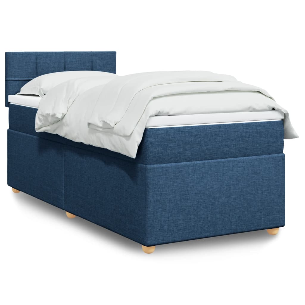 vidaXL Κρεβάτι Boxspring με Στρώμα Μπλε 80x200 εκ. Υφασμάτινο