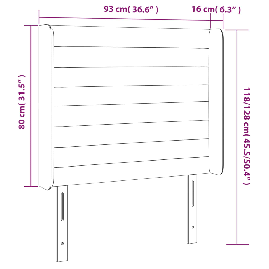 vidaXL Κεφαλάρι Κρεβατιού LED Ανοιχτό Γκρι 93x16x118/128εκ. Βελούδινο