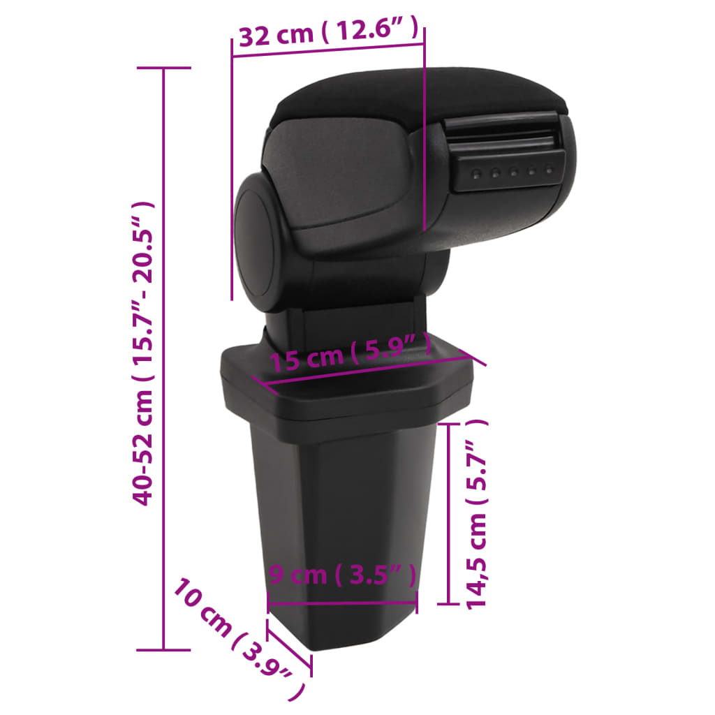 vidaXL Τεμπέλης Αυτοκινήτου Μαύρος 15 x 32 x (40-52) εκ. από ABS