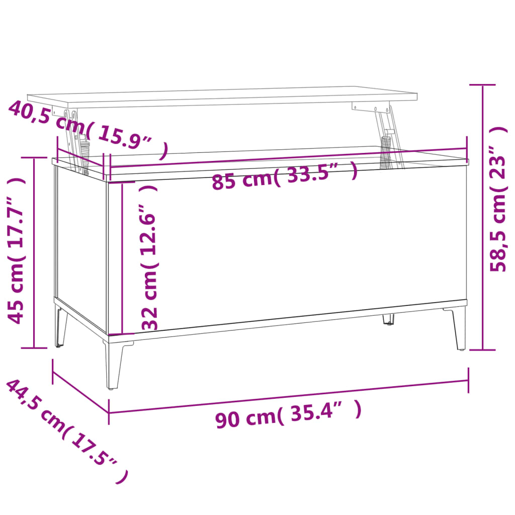 vidaXL Τραπεζάκι Σαλονιού Καπνιστή Δρυς 90x44,5x45 εκ. Επεξ. Ξύλο