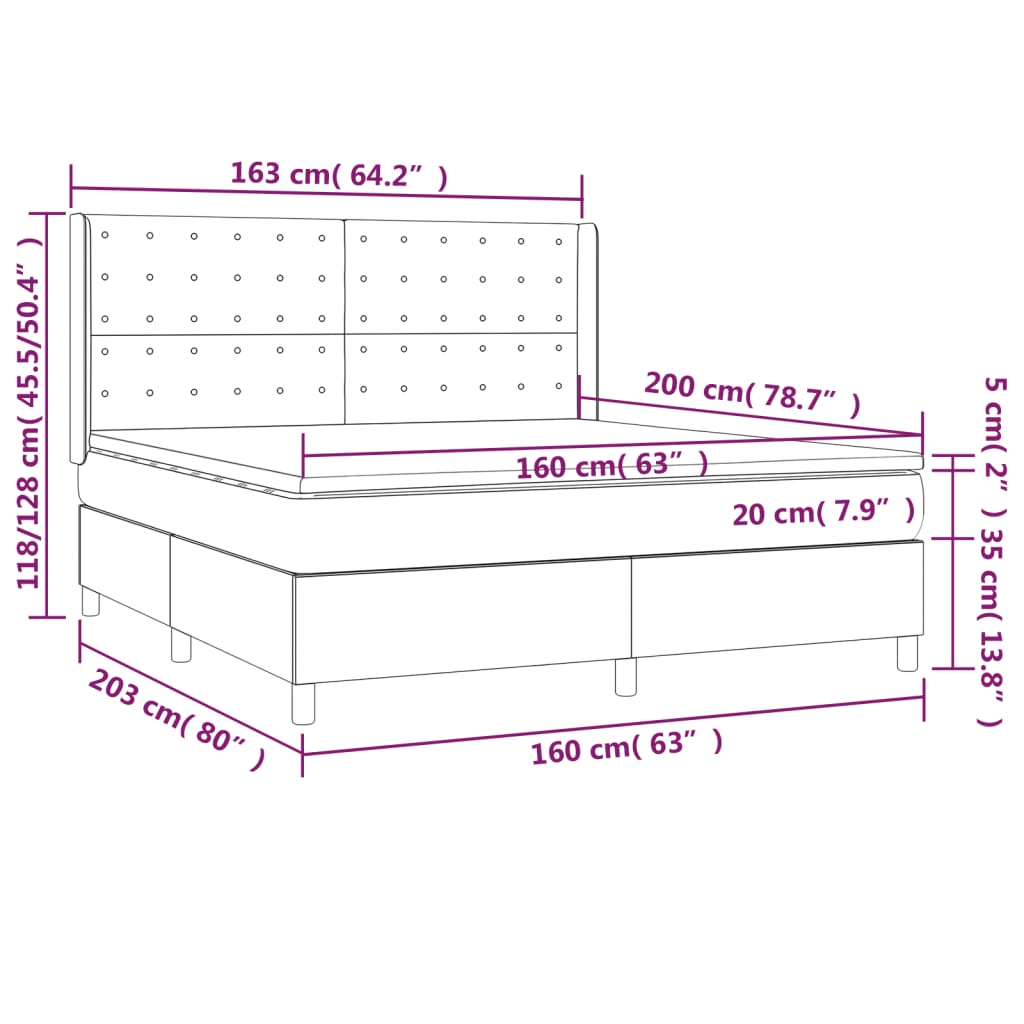 vidaXL Κρεβάτι Boxspring με Στρώμα Καπουτσίνο 160x200εκ.από Συνθ.Δέρμα