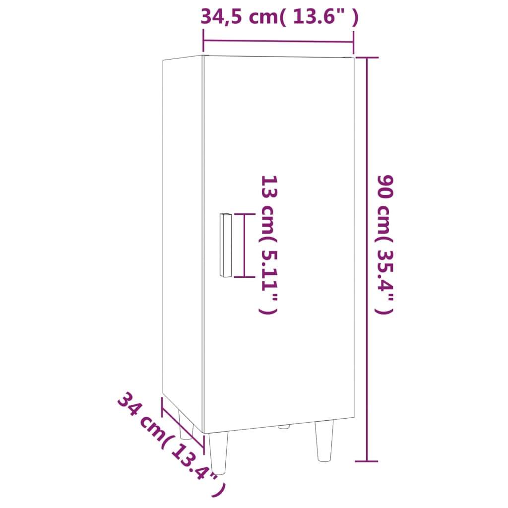 vidaXL Ντουλάπι Μαύρο 34,5 x 34 x 90 εκ. από Επεξεργασμένο Ξύλο