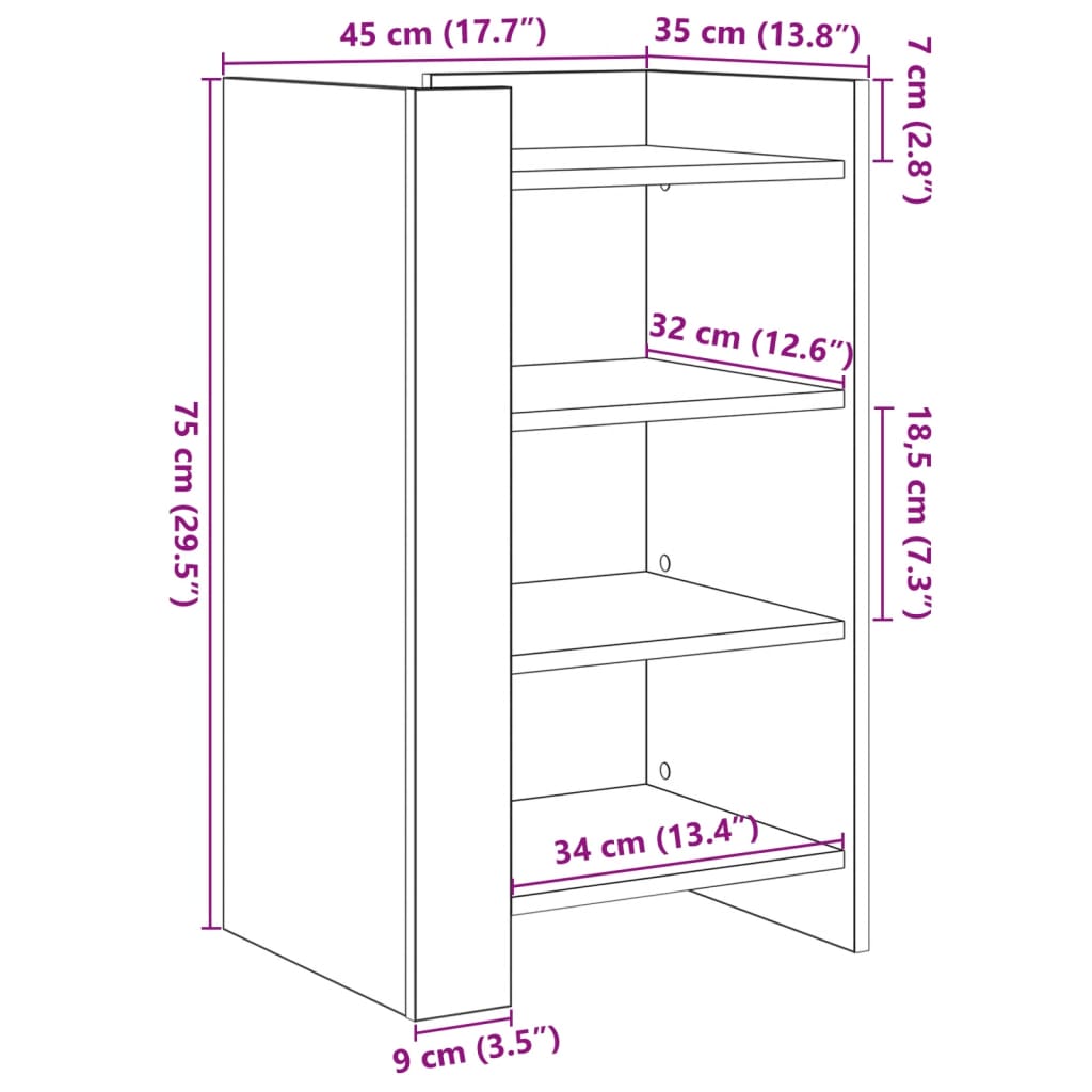 vidaXL Συρταριέρα Sonoma Δρυς 45x35x75 εκ. από Επεξεργασμένο Ξύλο