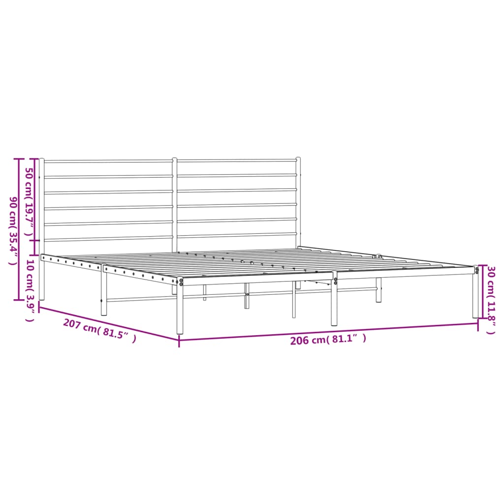 vidaXL Πλαίσιο Κρεβατιού με Κεφαλάρι Λευκό 200 x 200 εκ. Μεταλλικό