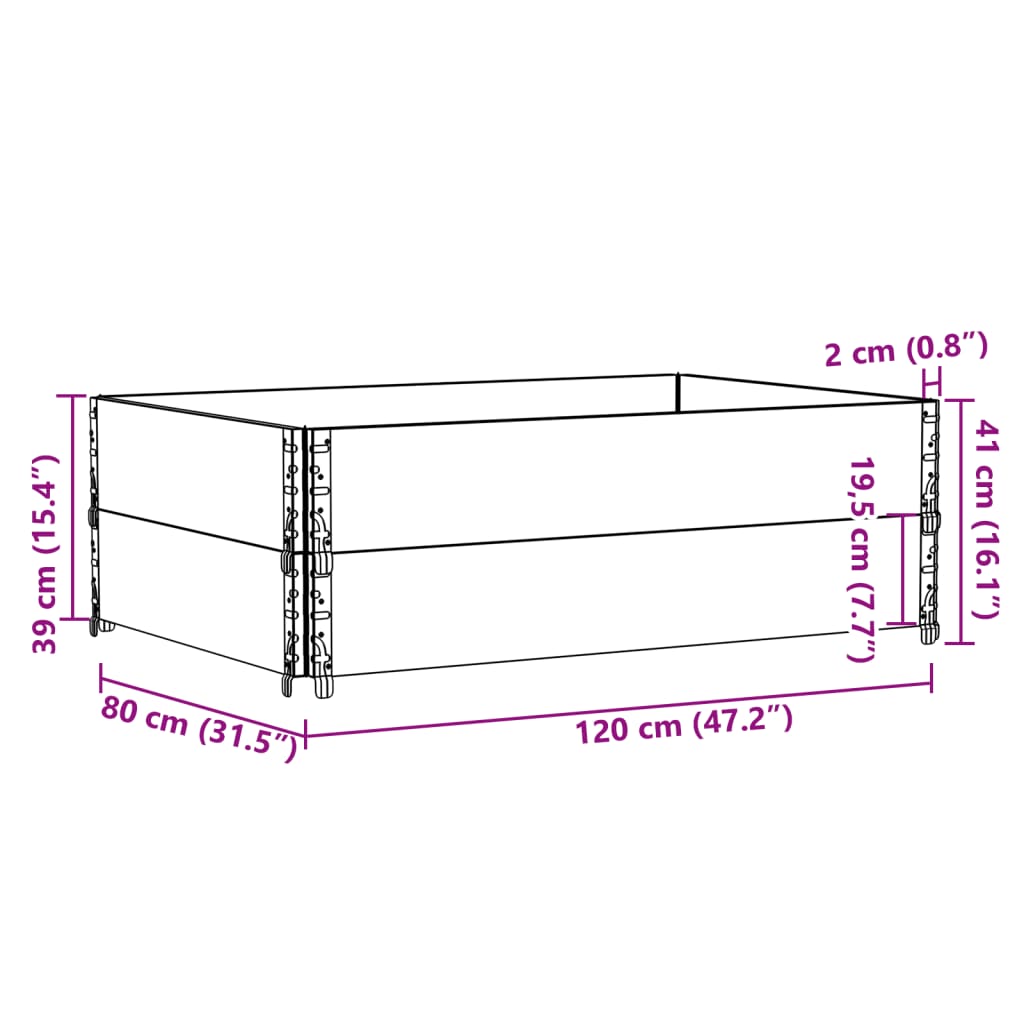 vidaXL Κολάρα Παλέτας 2 τεμ. 120x80 εκ. από Μασίφ Ξύλο Πεύκου