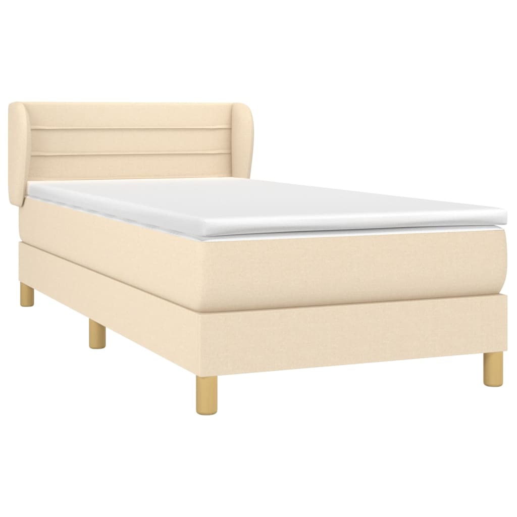 vidaXL Κρεβάτι Boxspring με Στρώμα Κρεμ 80 x 200 εκ. Υφασμάτινο