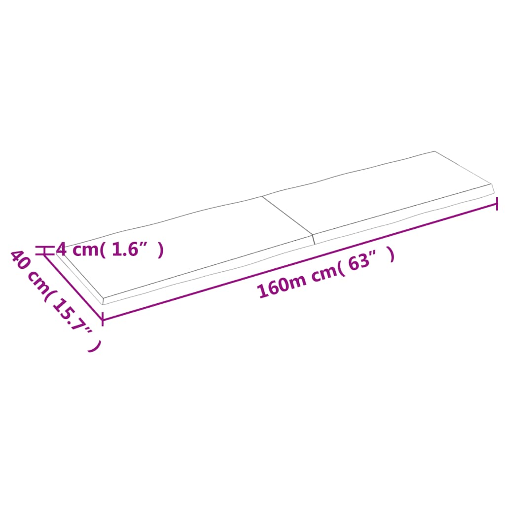 vidaXL Επιφάνεια Τραπεζιού 160x40x(2-4)εκ Ακατέργαστο Μασίφ Ξύλο Δρυός