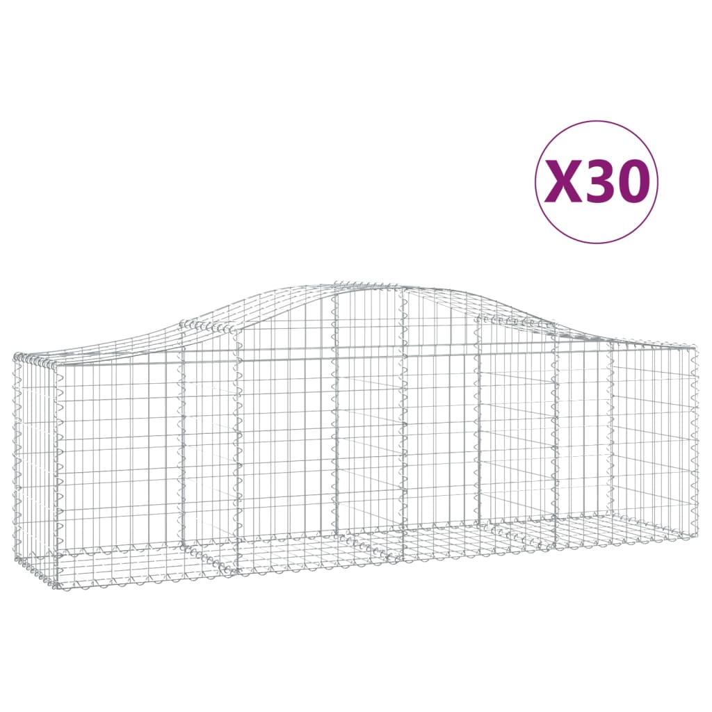 vidaXL Συρματοκιβώτια Τοξωτά 30 τεμ. 200x50x60/80 εκ. Γαλβαν. Ατσάλι