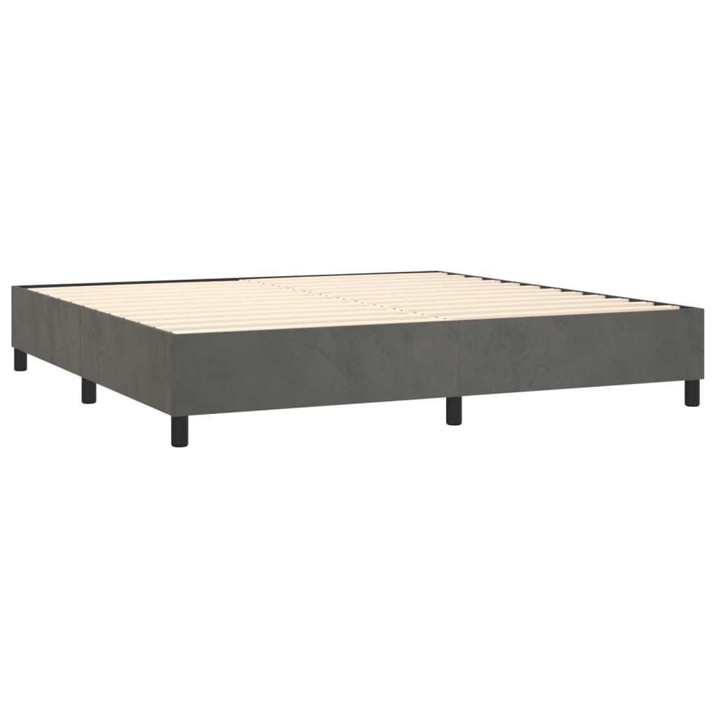 vidaXL Κρεβάτι Boxspring με Στρώμα Σκούρο Γκρι 200x200 εκ. Βελούδινο