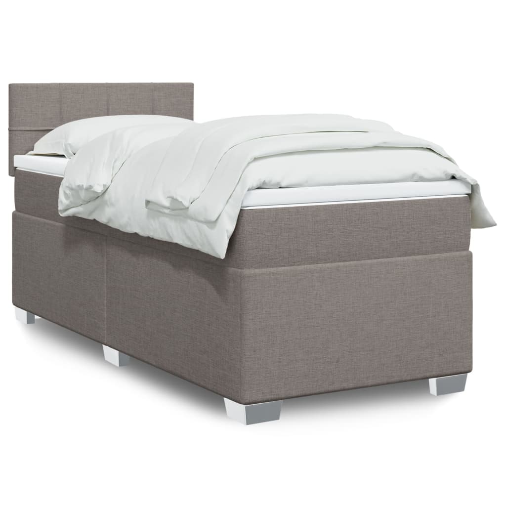 vidaXL Κρεβάτι Boxspring με Στρώμα Taupe 100 x 200 εκ. Υφασμάτινο